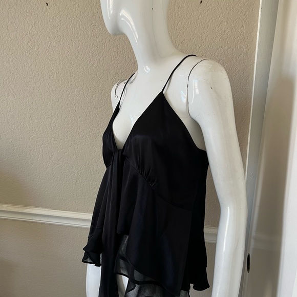 ZARA NWT! Black Satiny Flowy Waterfall Lined Camisole Tank Top Sz M NEW! - Picture 5 of 7